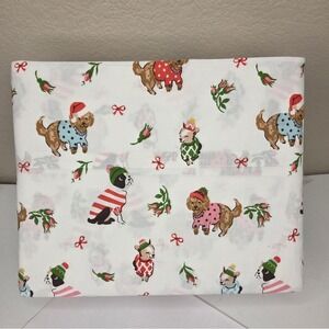 Cath Kidston King Sheet Set Christmas Pink Puppy Love Dog Print Cotton Bedding